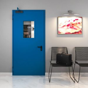 Противопожарная однопольная дверь со стеклом / серия FRM7269